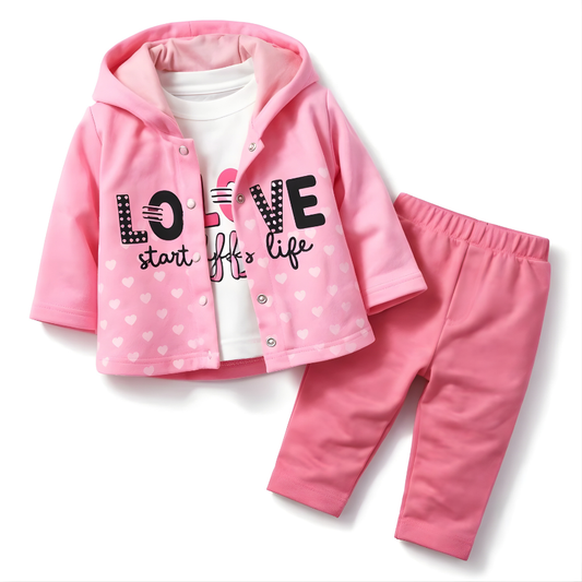 Roze Komplet Sa Srcima Za Male Osmehe Puna Radosti!